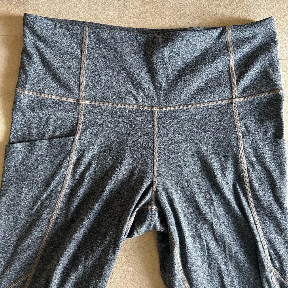 Athleta Gray High Waisted Leggings Women Small Ankle Length Pockets Heathered